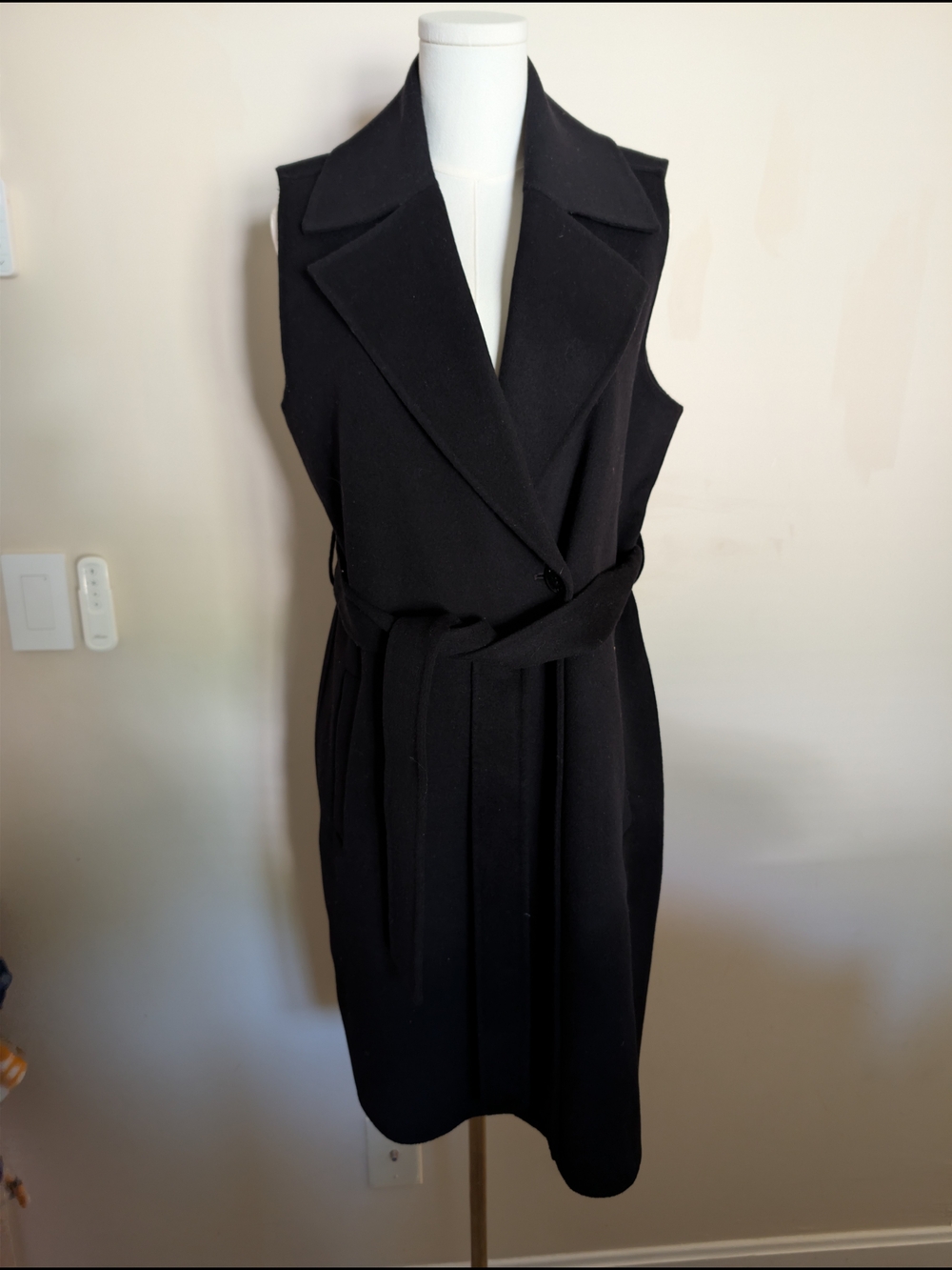 Michael Kors Black Wool Blend Belted Wrap Vest Coat (Size S)